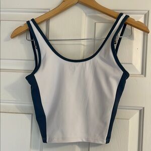 White and blue Zyia Tank bra